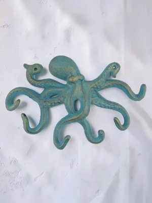 Royalchessset Octopus Wall Hook Rack Cast Iron Nautical Coastal Decor