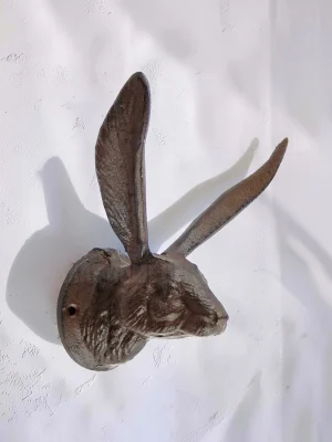 Royalchessset Rabbit Ears Wall Hook Cast Iron Rustic Decorative Bunny Hanger