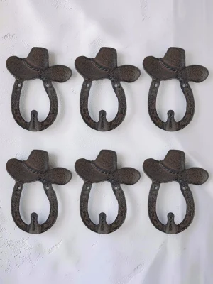 Royalchessset Horseshoe Wall Hooks Rustic Cast Iron 5 Inch