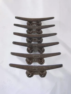 Royalchessset Nautical Cleat Hooks Cast Iron 5-Inch 6-Piece Set