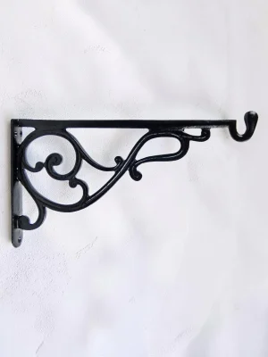 14-inch Heavy Duty Cast Iron Plant Hanger Bracket - Decorative Scroll Wall Hook for Hanging Baskets and Flower Pots