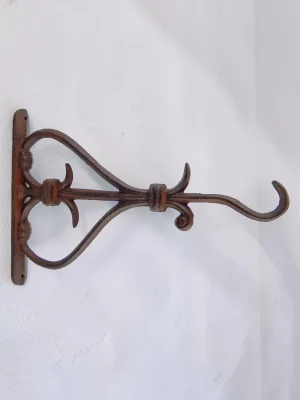 Royalchessset Wall Plant Hook Cast Iron Fleur De Lis Rustic Antique Hanging Bracket